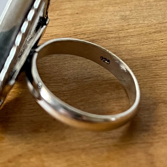 SELENITE GEMSTONE RING STAMPED 925 SILVER PLATED SIZE 6 - Picture 5 of 9